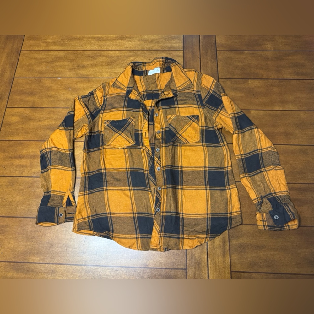 Maurices Orange and Black Plaid flannel